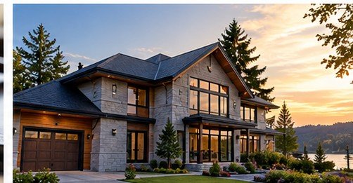Residential property at sunset